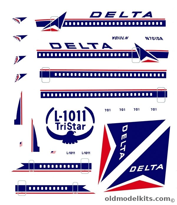 OMK 1/144 New L-1011 Tristar Delta 1/144 Decals Revell (Full or Cutaway) plastic model kit